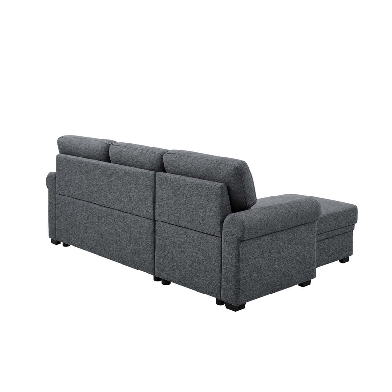 Upholstered Sleeper Sofa With Reversible Storage Chaise - Dark Gray
