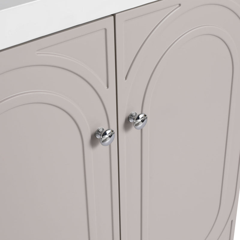 Contemporary Freestanding Bathroom Vanity With Resin Sink & Soft-Close Cabinet Doors