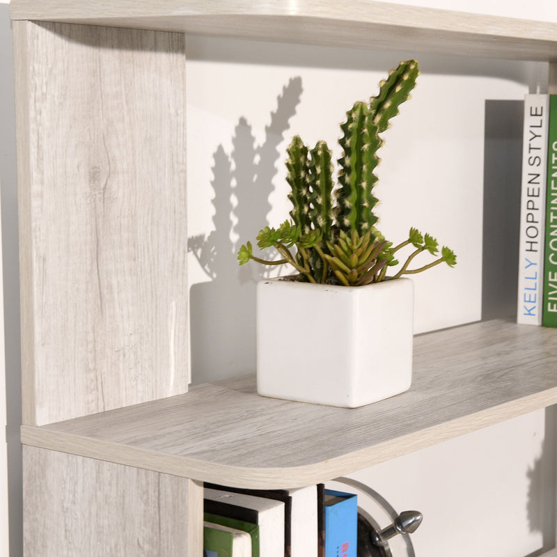 Extended Corner Bookshelf For Living Room - Light Gray