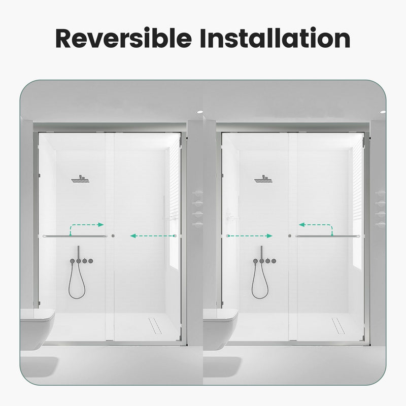 Semi Frameless Double Sliding Shower Door With SGCC Tempered Glass - Chrome