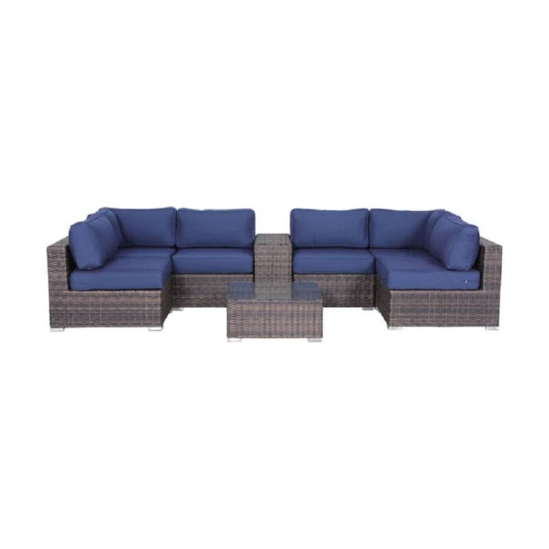 Elegant 4 Person Wicker Patio Seating Set With Cushions And Glass Top Table