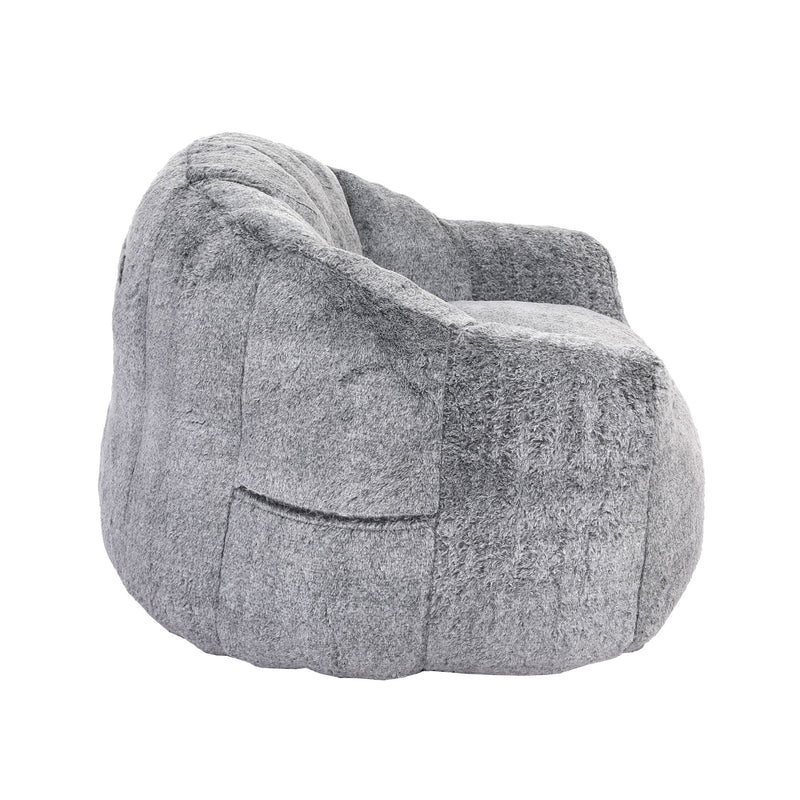 Beanbag Sofa Chair With Armrests Stuffed High Density Foam, Lazy Sofa Comfy Chairs Beanbag Chair For Adults In Living Room, Bedroom Reading - Dark Gray