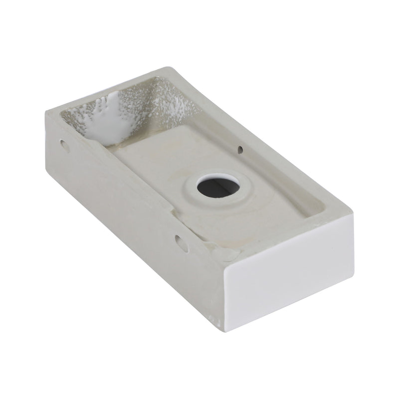 Modern Ceramic Rectangle Wall Mount Bathroom Sink With Single Faucet Hole