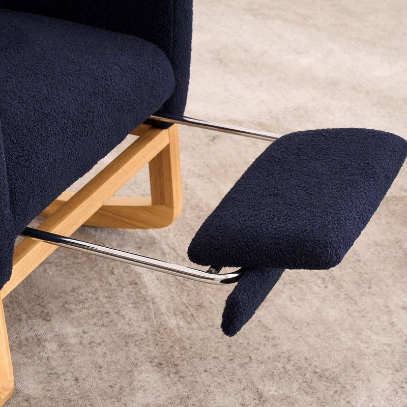 Ly-5104 - Accent Rocking Chair With Footrest & Storage Pocket For Living Room - Blue