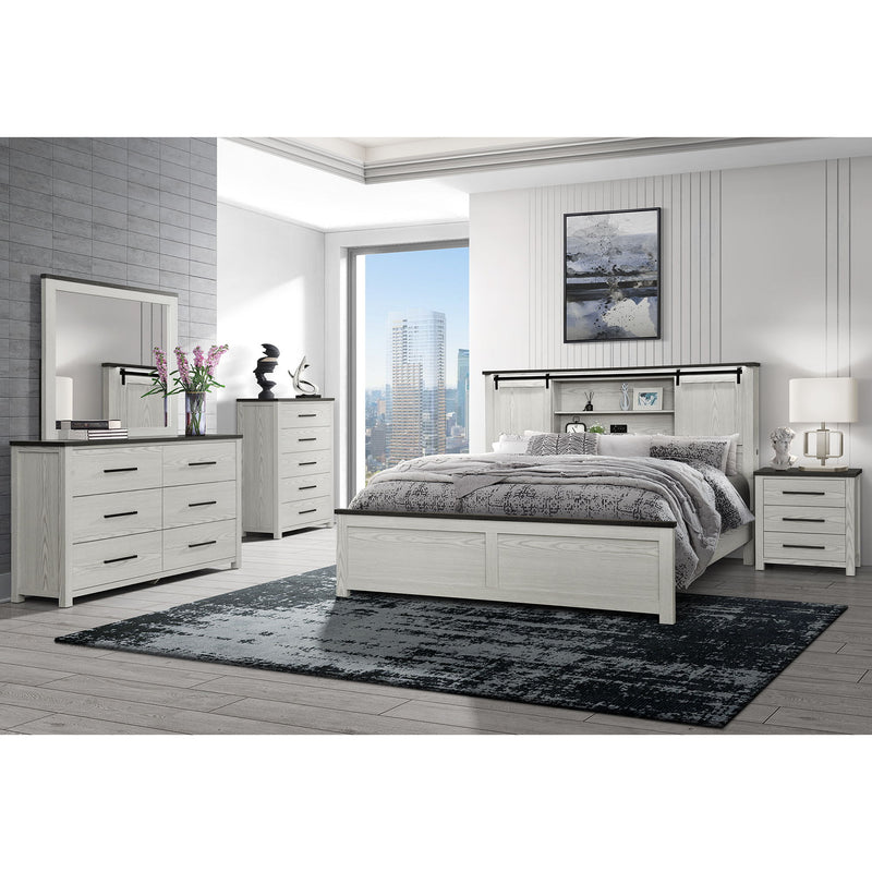 Avery - King Bedroom Set With Bookcase Headboard, Low Profile Bed, Spacious Drawers - Beige