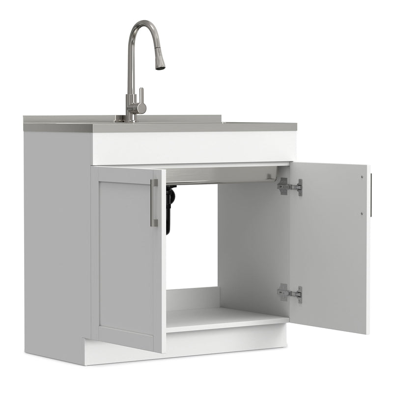Modern Shaker All-In-One Laundry Utility Sink And Cabinet With Pull-Out Faucet