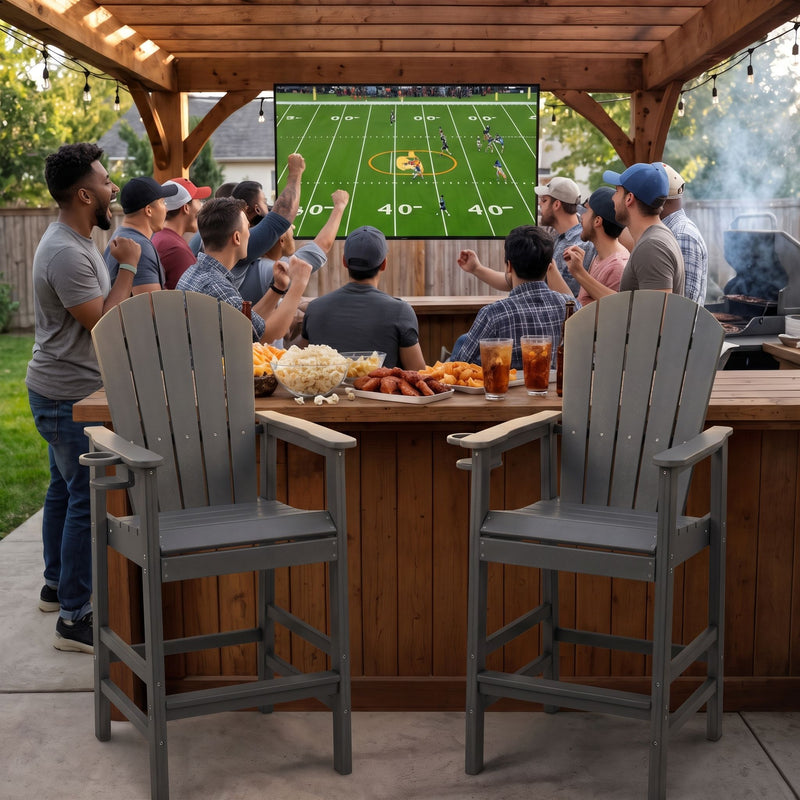 Bar Height Adirondack Chair With Cup Holder And Armrests