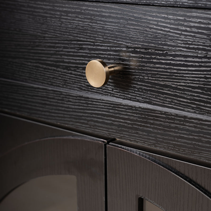Sideboard Cabinet With 1 Drawer And 2 Arched Doors With Adjustable Shelves For Entryway - Black