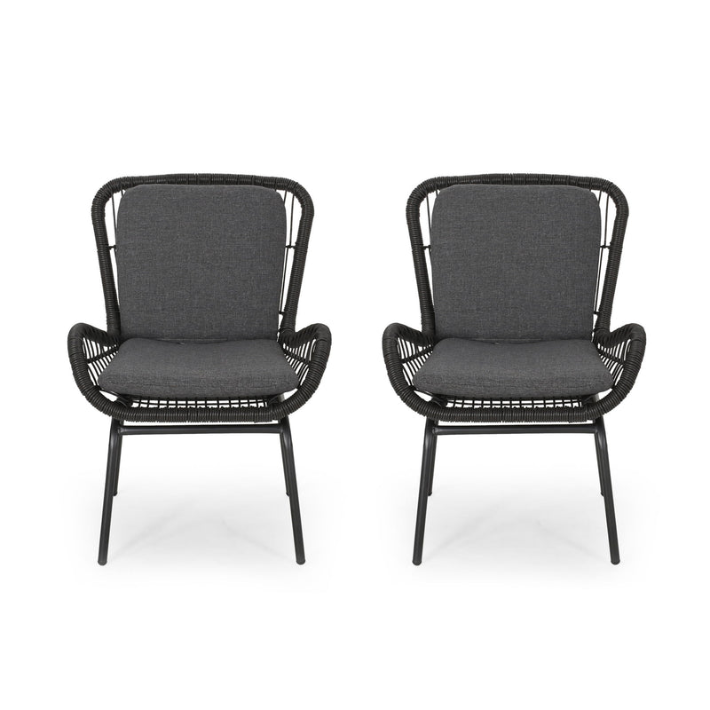Outdoor Wicker Club Chair With Cushions (Set of 2)