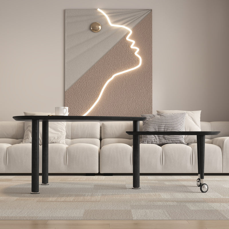 360 Degree Rotatable Coffee Table With Solid Legs