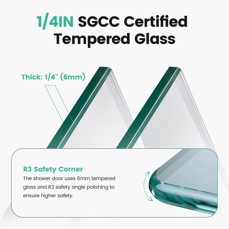 Semi Frameless Double Sliding Shower Door With SGCC Tempered Glass - Chrome