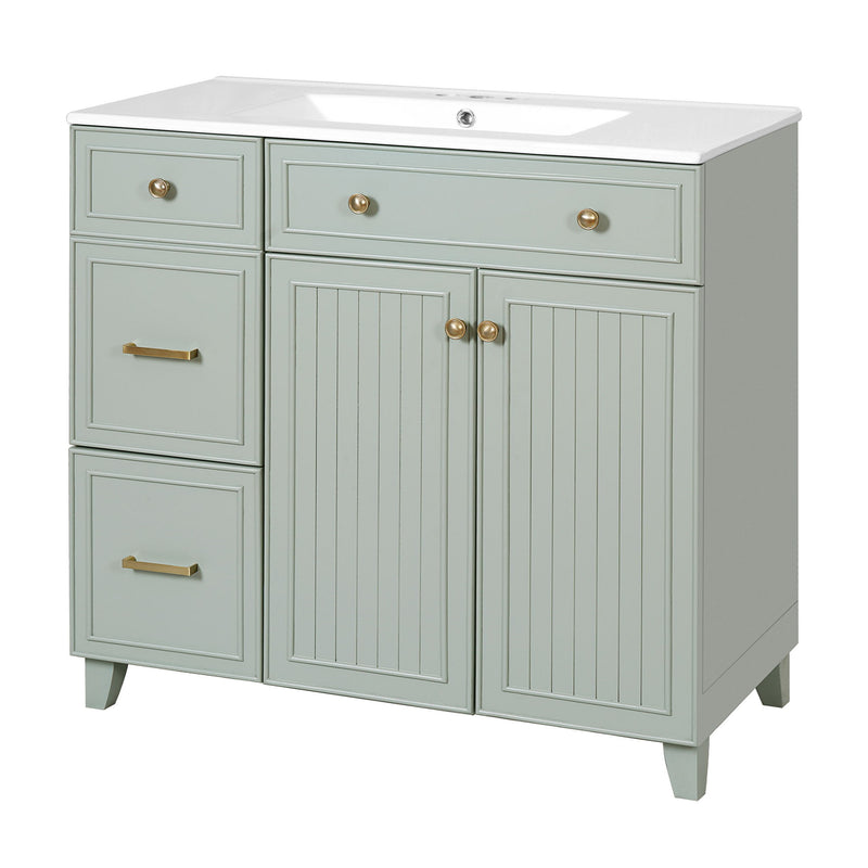 Bathroom Vanity With Sink, Soft Close Doors, Adjustable Shelves