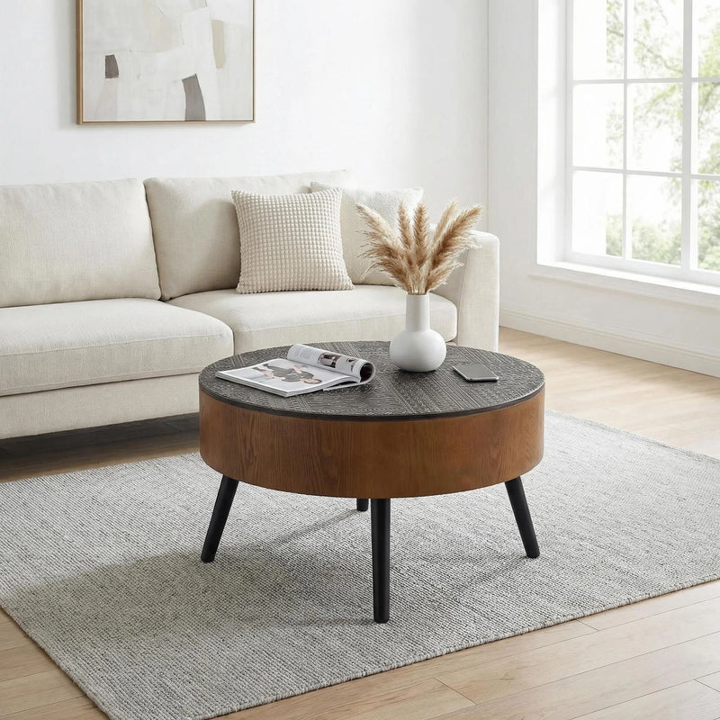 Round Coffee Table With Storage Function For Living Rooms