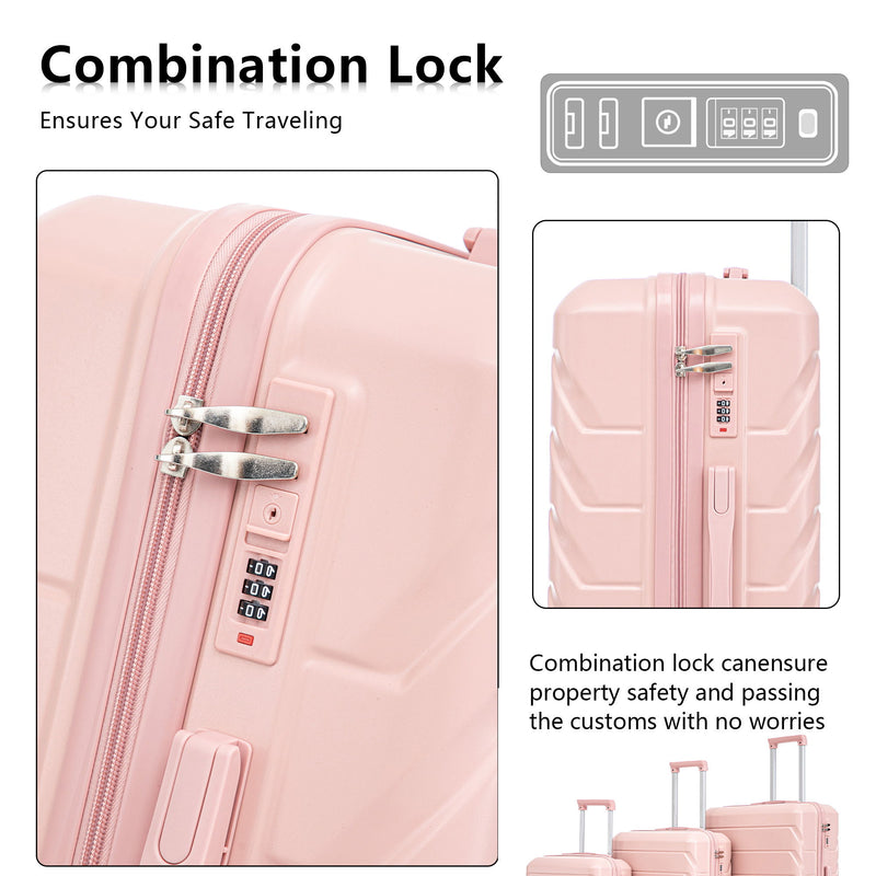 3 Pieces Set 20" / 24" / 28" Spinner Wheel Luggage With Combination Lock