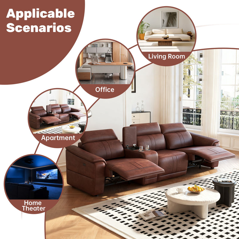 Modular Sofa With Recliners And Cup Holders Sectional Set