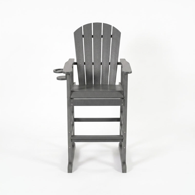 Bar Height Adirondack Chair With Cup Holder And Armrests