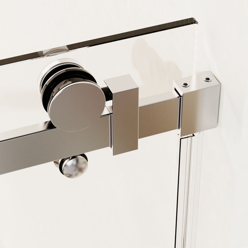 Frameless Single Sliding Shower Doors, 5 / 16" Sgcc Tempered Glass, Reversible Installation - Chrome