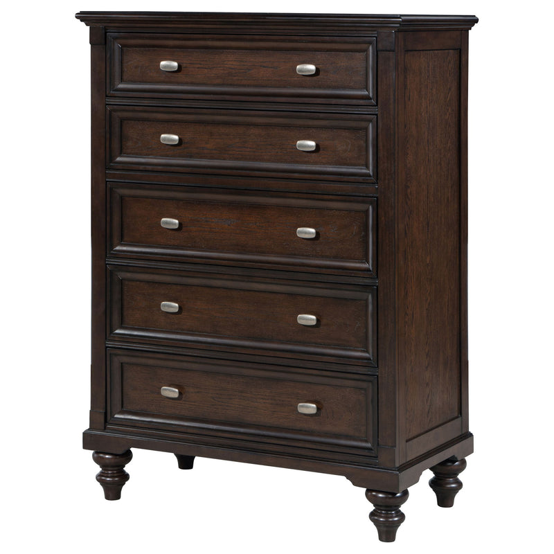 Berwick - 5 Drawer Chest With Felt Lined Top Drawers - Dark Oak