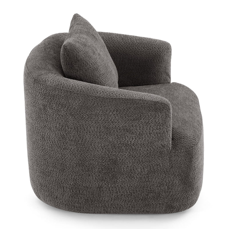 360° Swivel Barrel Sofa Chair With Throw Pillow, Upholstered Accent Chair