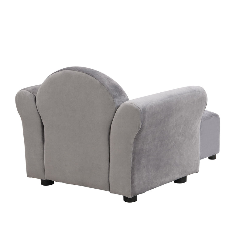 Kids Recliner Chair, Kids Upholstered Couch With Ottoman - Dark Gray