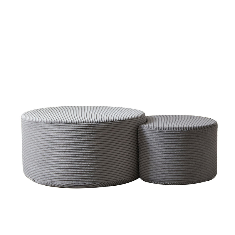 Modern Upholstered Round Coffee Table For Living Room (Set of 2)