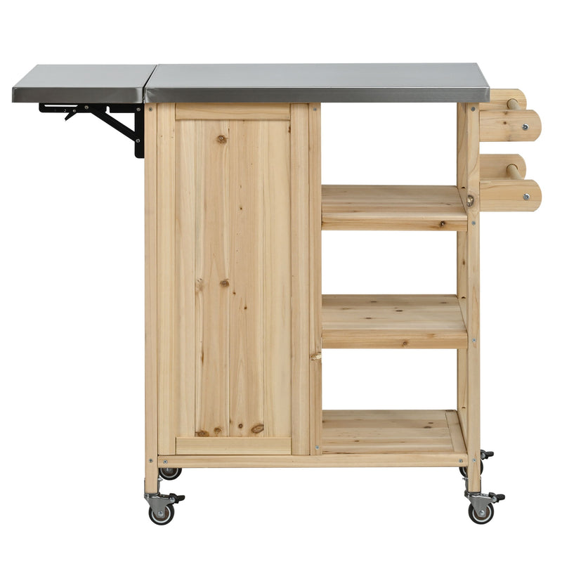 Foldable Outdoor Kitchen Island With Storage Cabinet