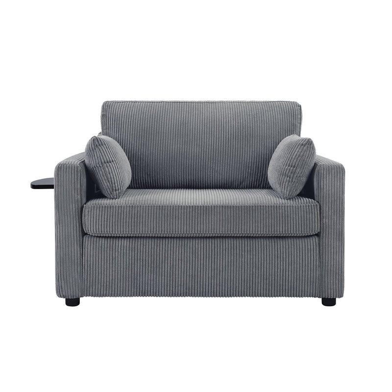 Sleeper Sofa With Foldable Mattress, USB Ports, Side Table & Storage Pocket