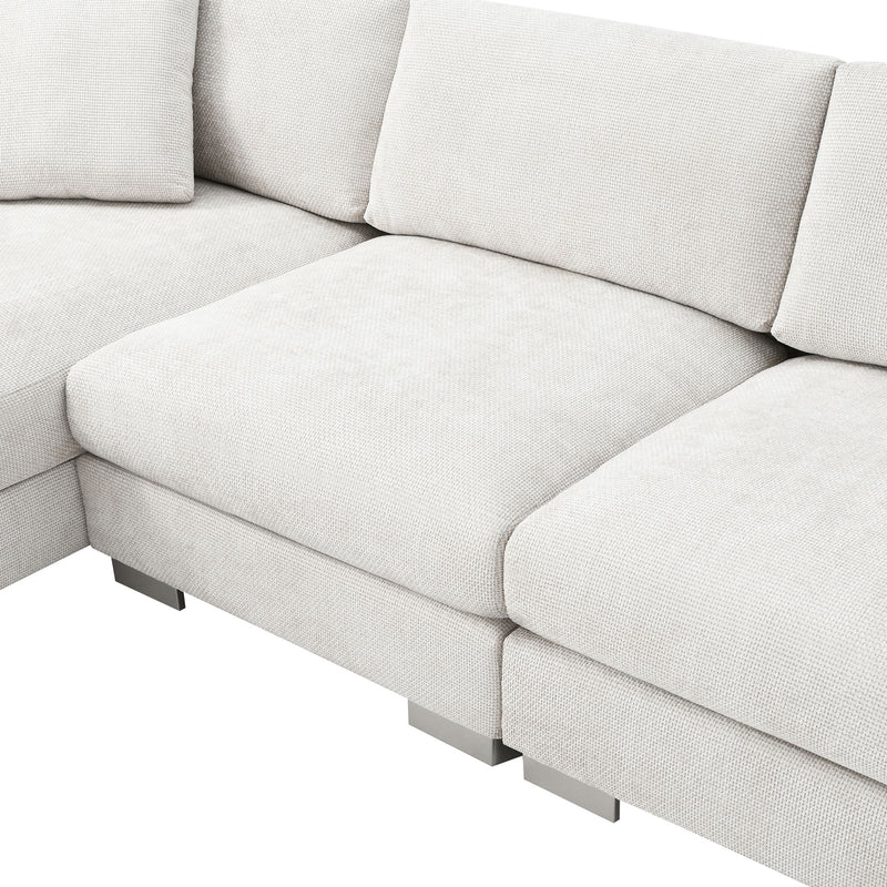 Modern Cloud Sectional Sofa L Shaped Luxury Couch Set With 2 Free Pillows 4 Seat With Oversized Chaise
