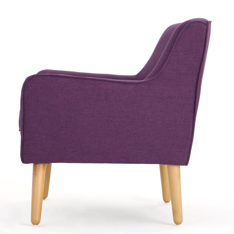Modern Arm Chair With Tufted Back And Wooden Legs