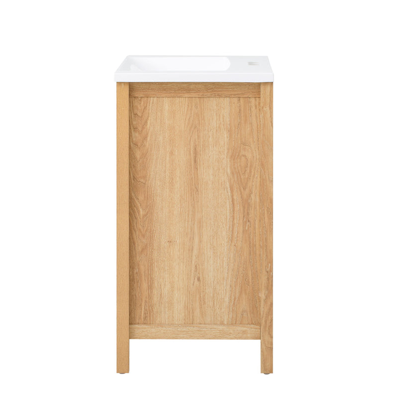 Bathroom Vanity With Sink, Adjustable Shelf & Door Organizers - Walnut