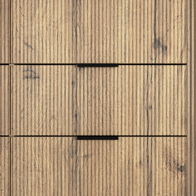 Modern 6 Drawer Cabinet With Metal Rounded Corners And Exquisite Handles Multi Functional Storage - Natural Wood