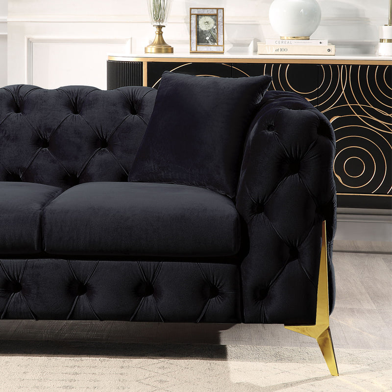 Loveseat With Diamond Button Tufting, Matching Throw Pillows
