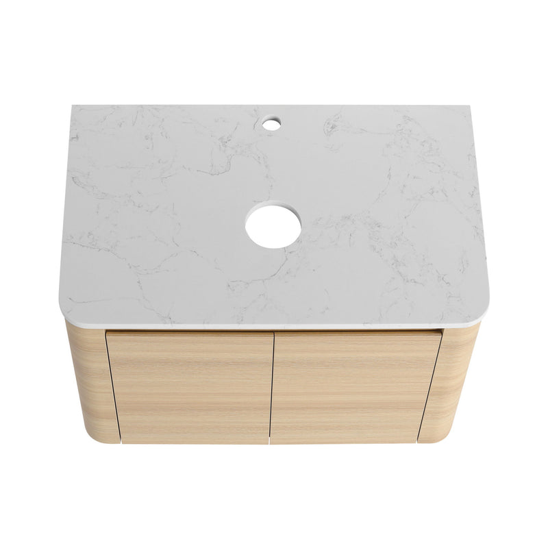Mounted Bathroom Vanity & Art Sink & 2 Soft Close Doors