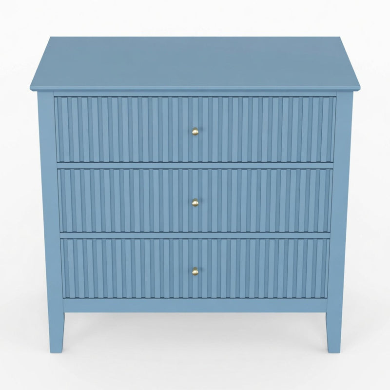 Fluted 3 Drawer Nightstand With Soft Close Slides