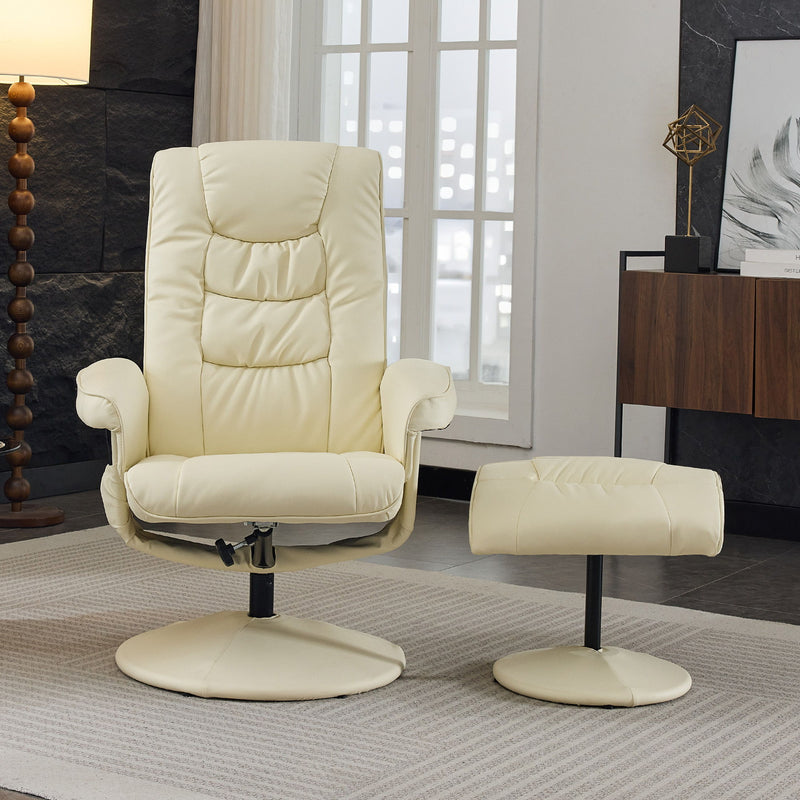 Recliner Chair With Ottoman, 360° Swivel Massage Lounge Chair With 5-Point Vibration & Heated Seat