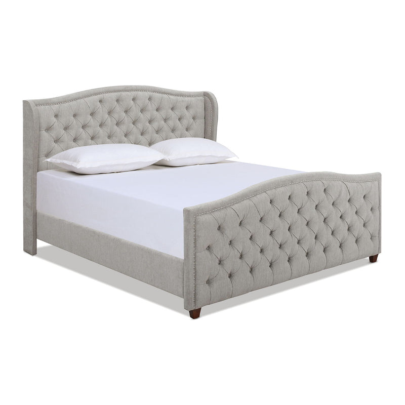 Marcella - King Upholstered Shelter Headboard Bed - Silver Gray
