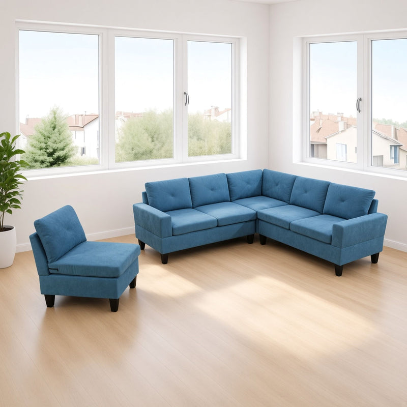 Modular L - Shaped Sectional Sofa 6 Seater 4 Piece Couch With Chaise