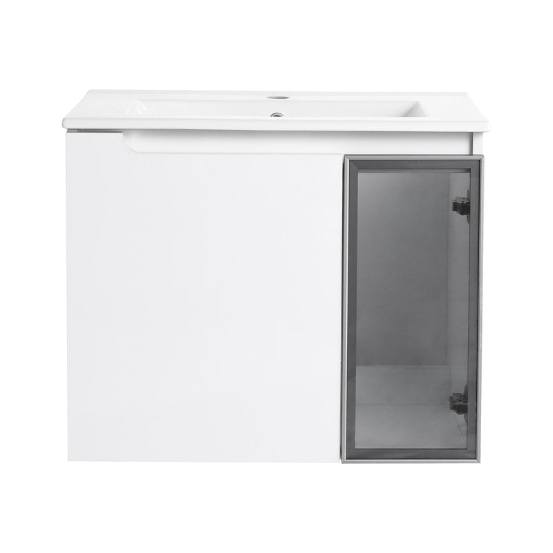 Wall Mounted Bathroom Vanity With Sink, 2 Soft Close Doors, Cabinet & Half Door