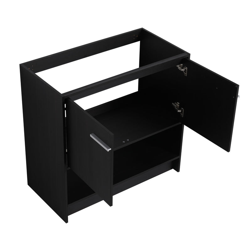 Modern Bathroom Vanity With Ceramic Sink, Freestanding Cabinet, Soft Closing Doors