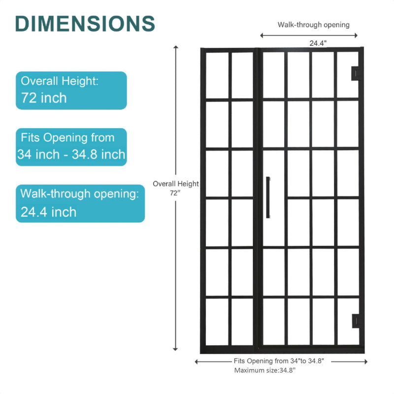 Frameless Pivot Shower Door With Pattern Glass, Open Entry Design