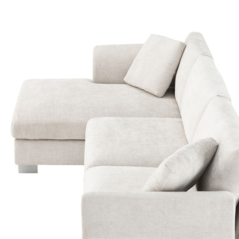 Modern Cloud Sectional Sofa L Shaped Luxury Couch Set With 2 Free Pillows 4 Seat With Oversized Chaise