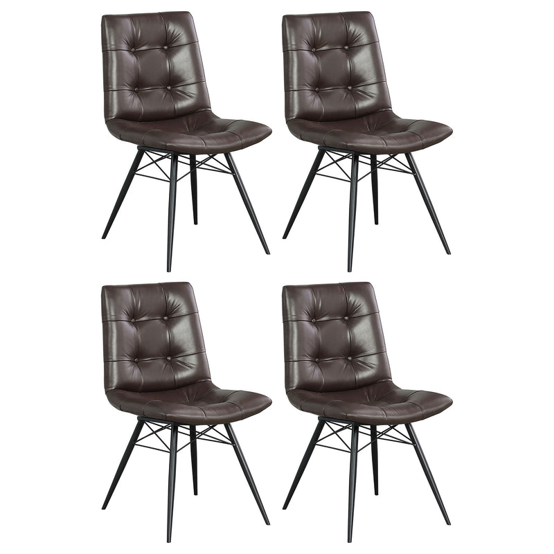 Back Dining Chairs With Button Tufting (Set of 4) - Brown
