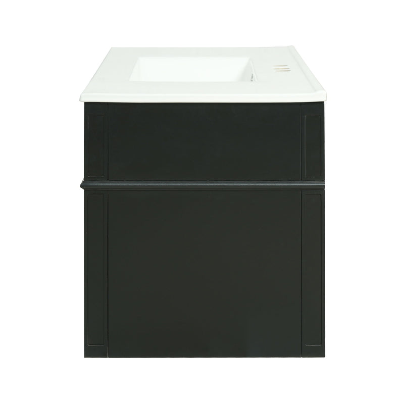 Modern Wall Mounted Floating Cabinet With Double Drawer And Sink