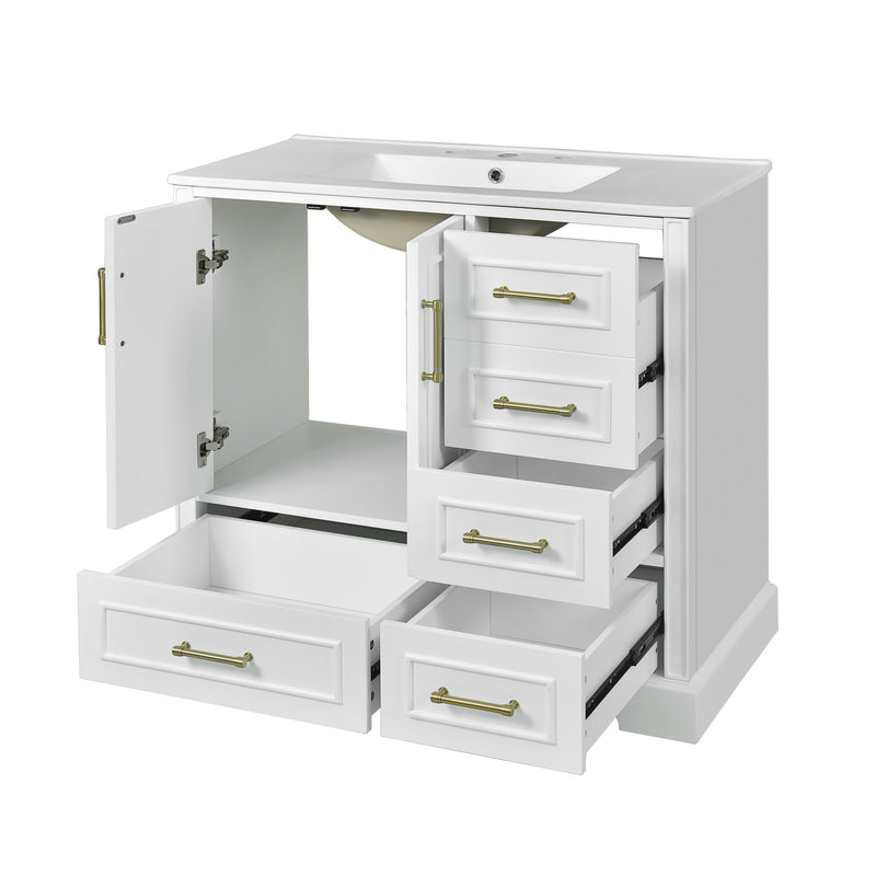Traditional Bathroom Vanity With Soft Close Doors And Drawers