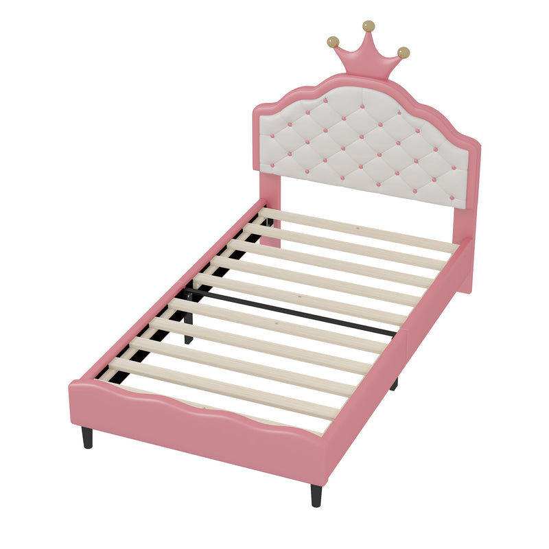 Lovely Crown Fantasy Princess Bed With Tufted Headboard