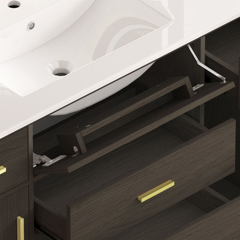 Bathroom Vanity With Abundant Storage 2 Soft Close Doors And 6 Drawers