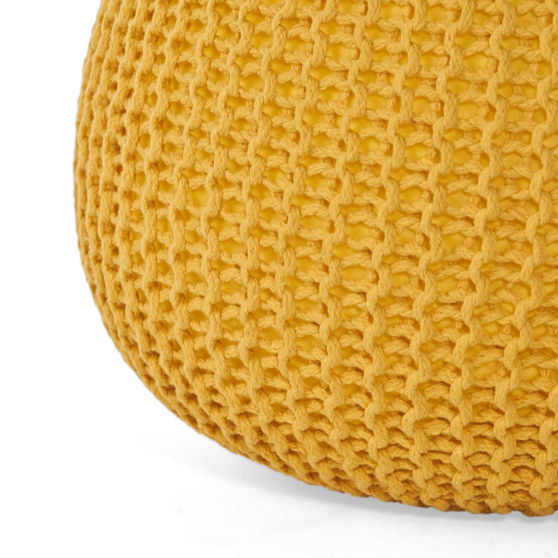 Bordeaux - Knitted Round Pouf, Versatile Ottoman And Floor Cushion