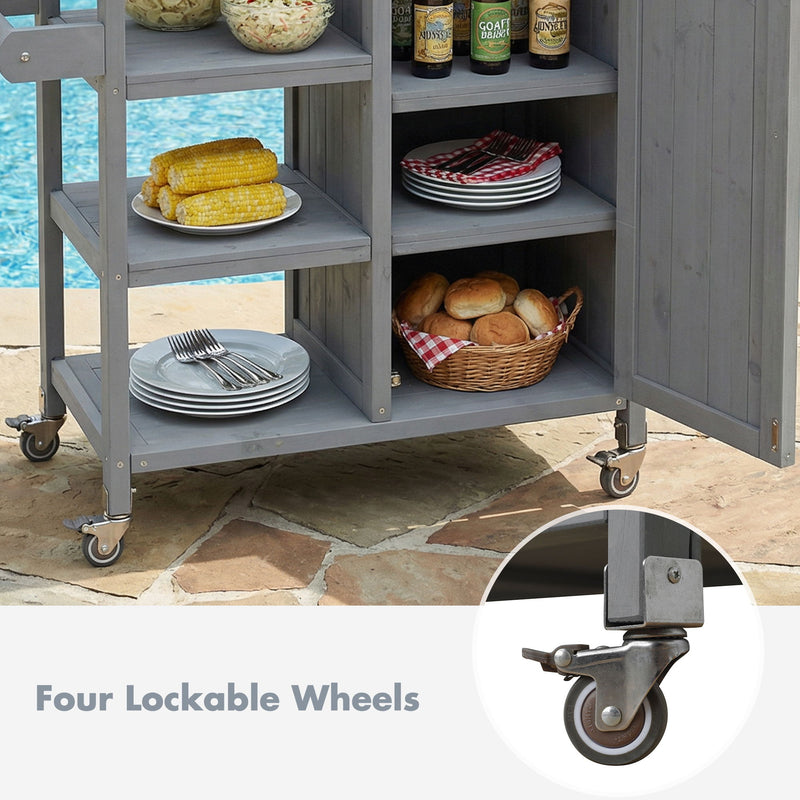 Foldable Outdoor Kitchen Island With Storage Cabinet