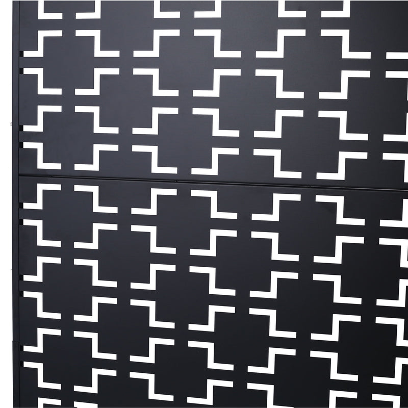 Outdoor / Indoor Privacy Screen Metal Privacy Screen, Freestanding Decorative Privacy Screen For Deck Balcony Patio - Black