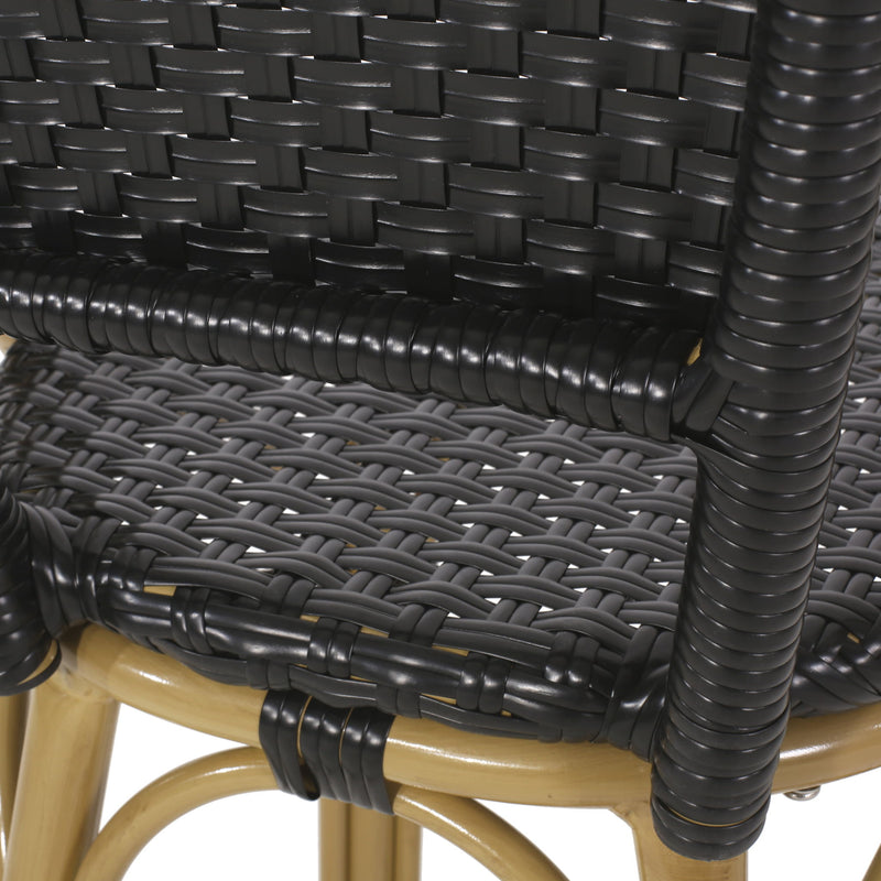 Outdoor Rattan And Aluminum French Barstools (Set of 2)